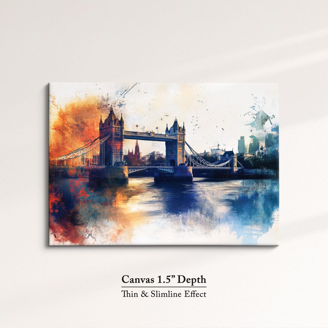 London Tower Bridge Watercolor Art Orange Skyline Thames River Poster - Image 3