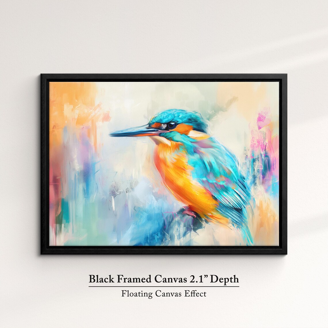 Kingfisher Bird Abstract Oil Painting Watercolor Art Print - Image 2