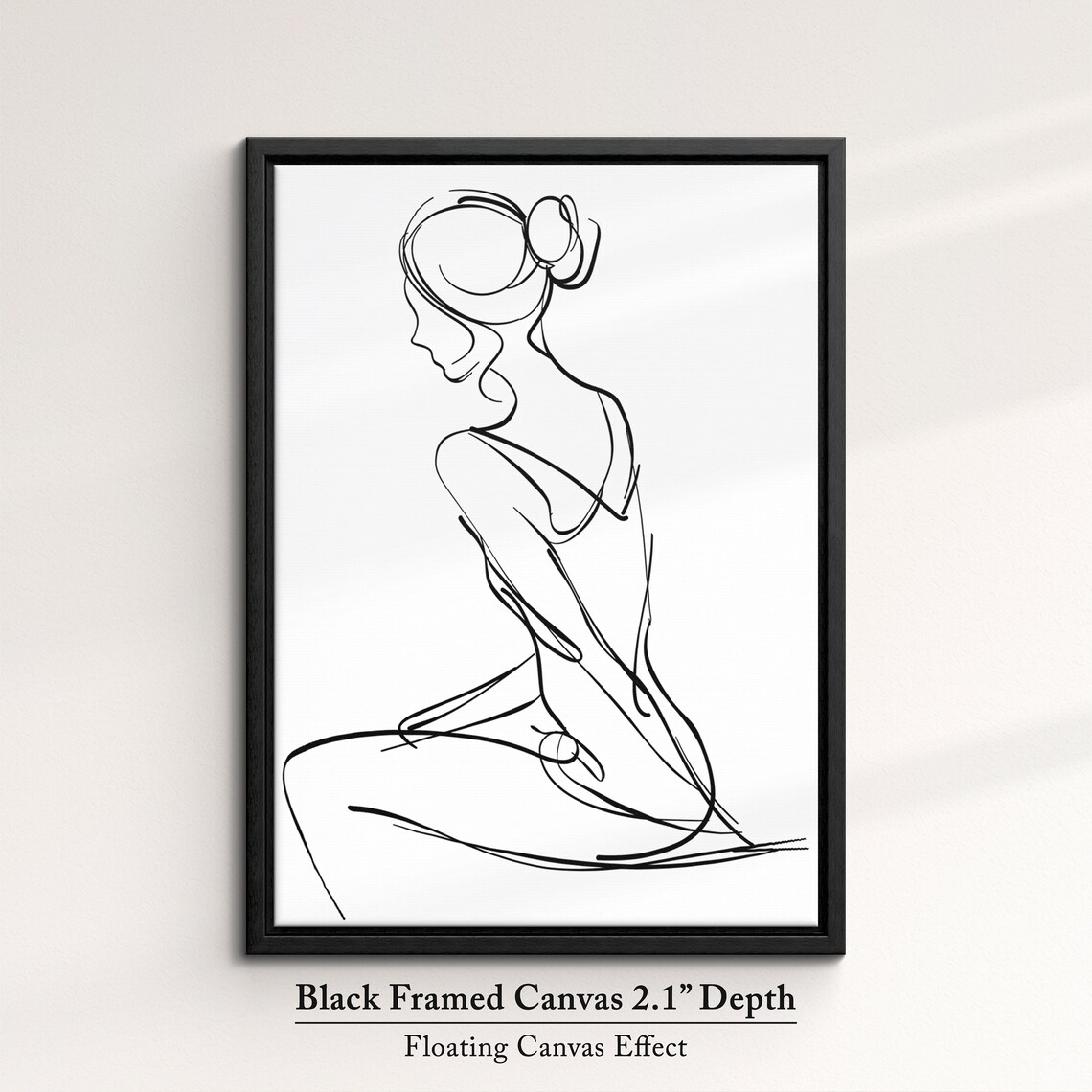 Minimalist Woman Line Art Seated Figure Black Drawing Feminine Art Print - Image 2