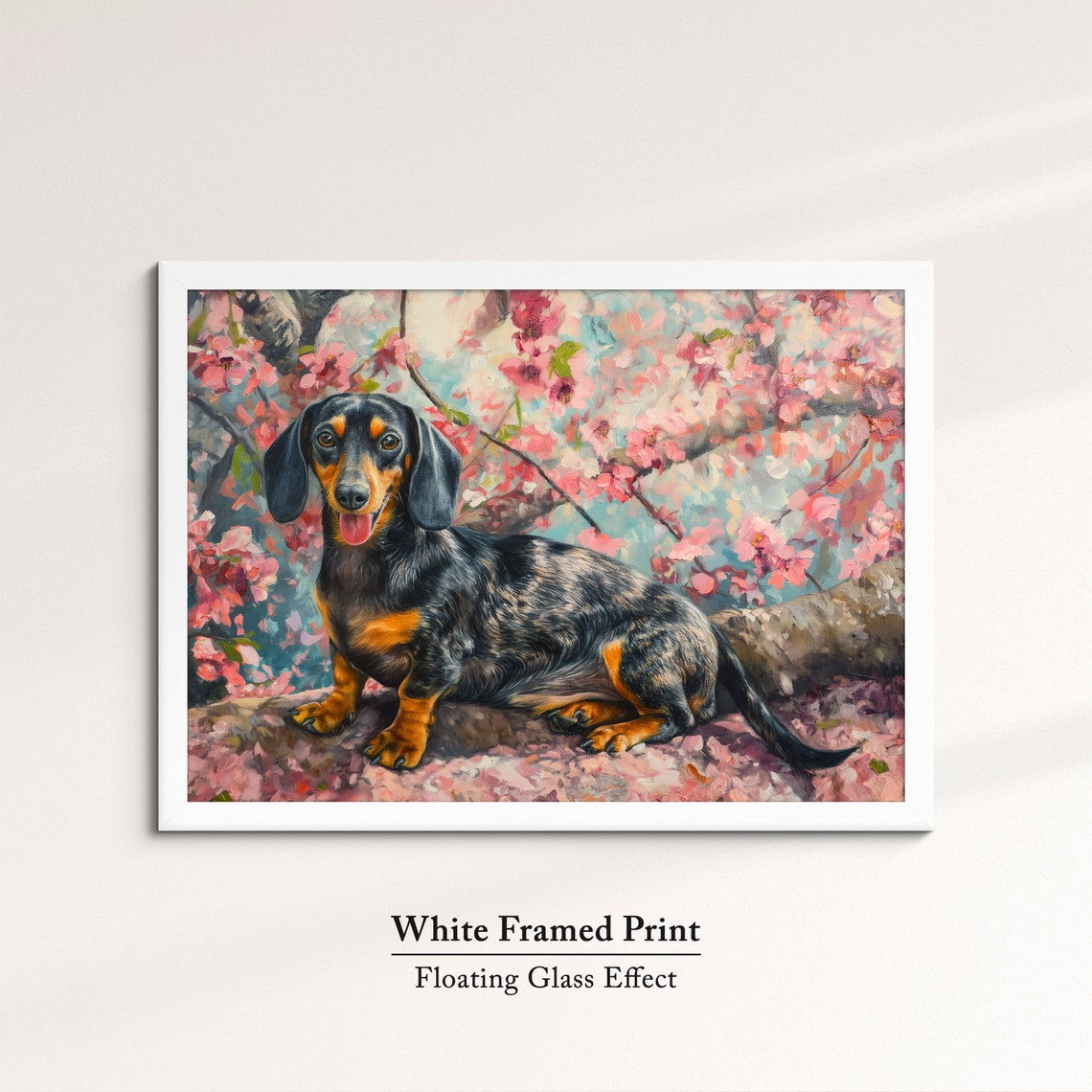 Dachshund Lying Among Cherry Blossom Petals Happy Spring Dog Poster - Image 7