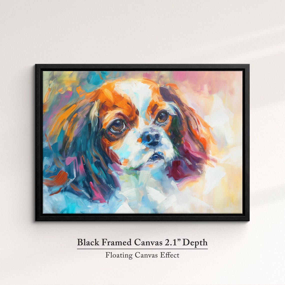 Cavalier King Charles Spaniel Warm Orange Teal Abstract Dog Poster - Image 2