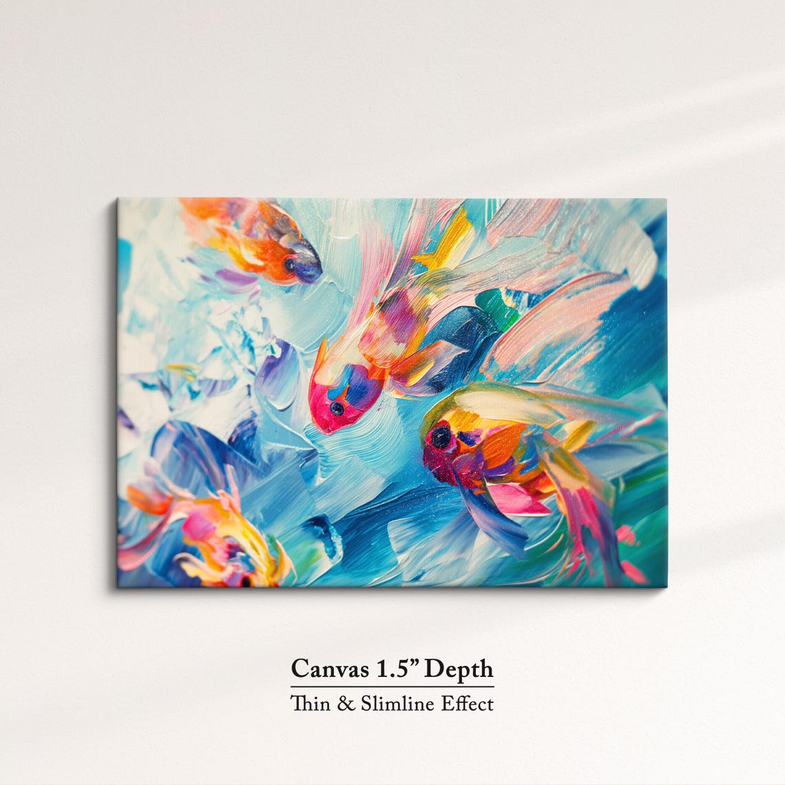 Colorful Fish Underwater Swirl Blue Pink Abstract Ocean Wall Art - Image 3