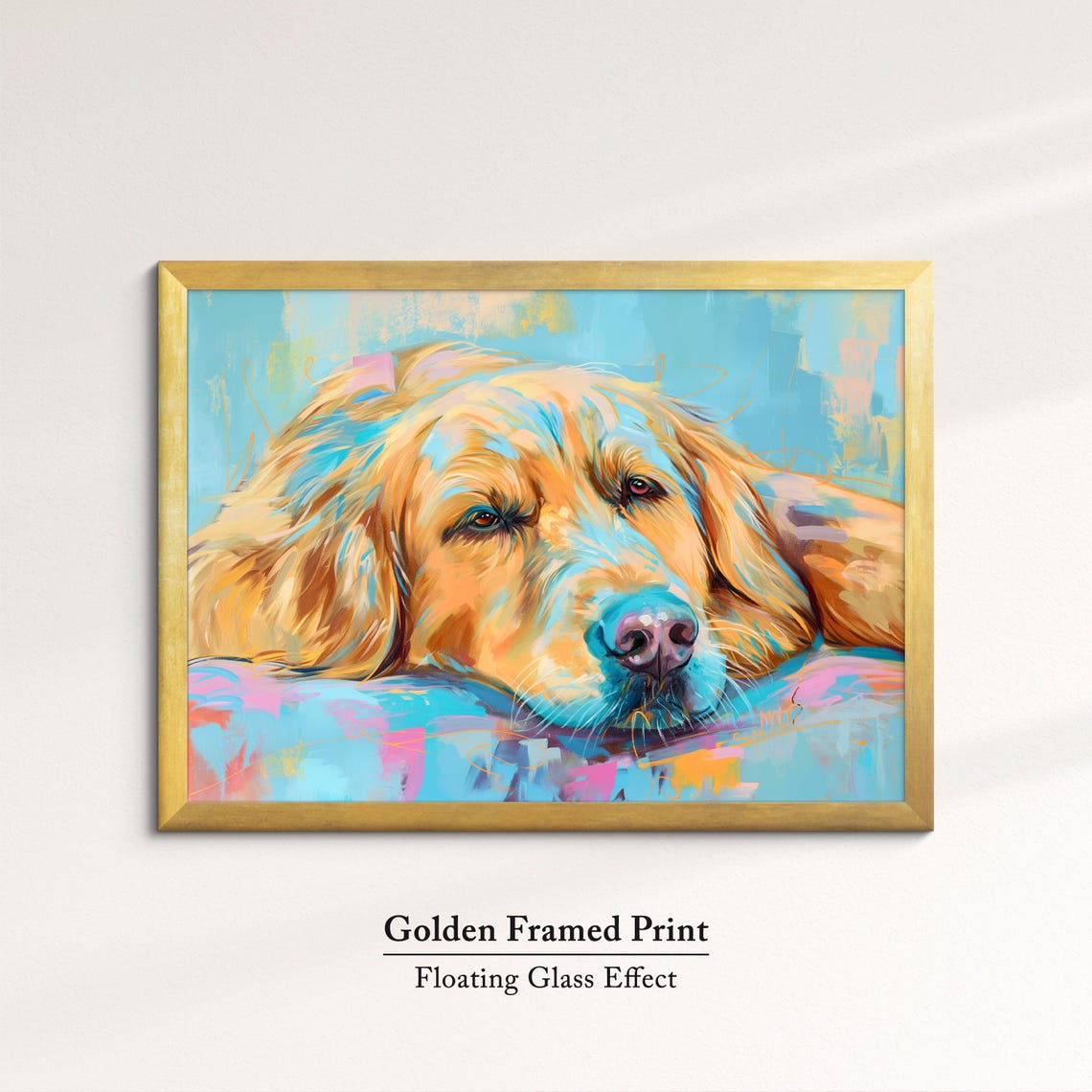 Golden Retriever Resting Colorful Oil Painting Dog Portrait Poster - Image 5