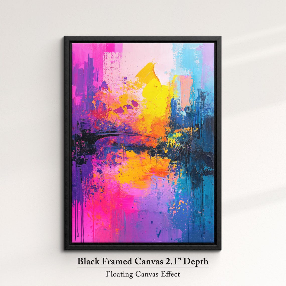 Pink Purple Blue Abstract Impasto Painting Colorful Sunset Wall Art - Image 2
