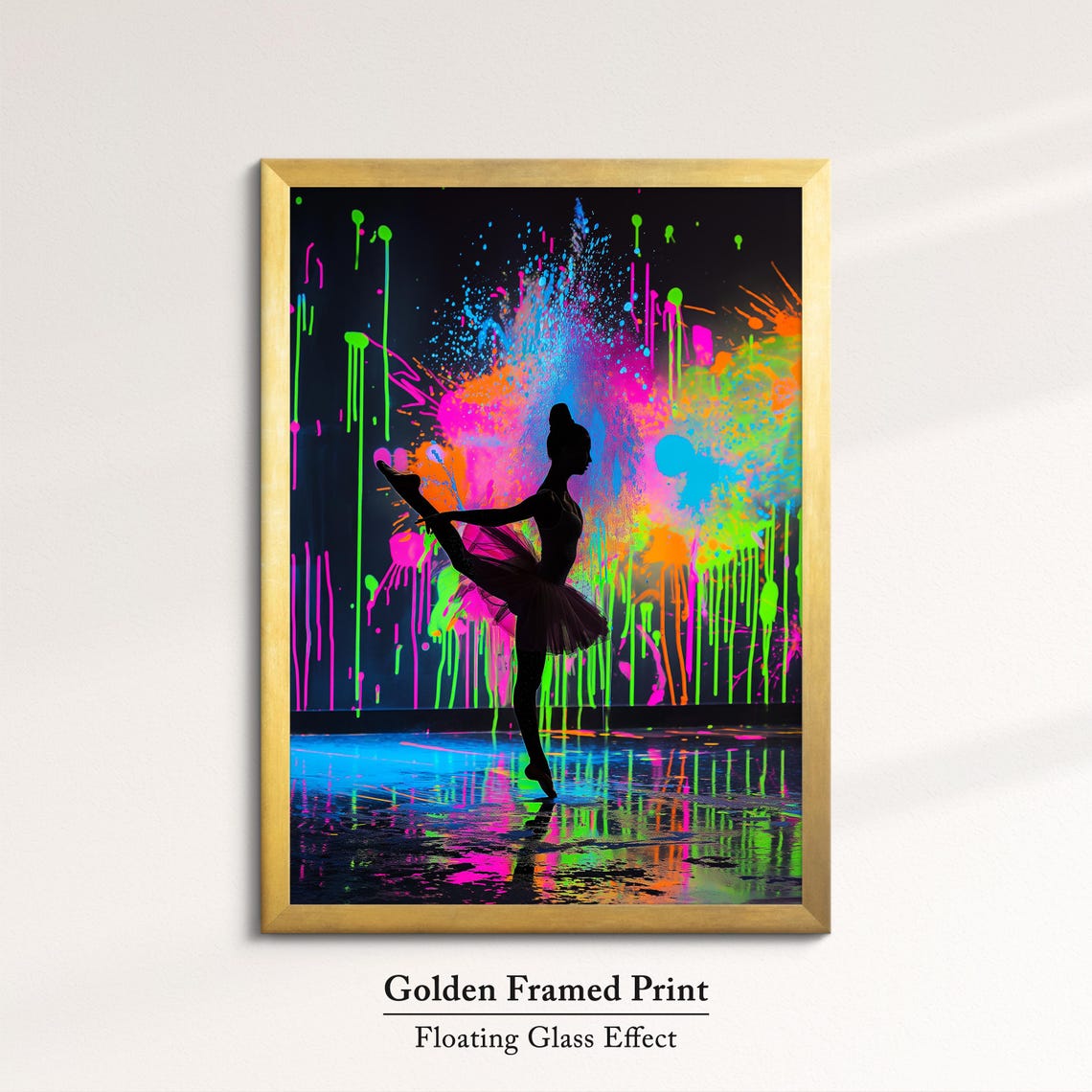 Vibrant Ballerina Art Neon Dance Painting Colorful Ballet Wall Decor Modern Dance Artwork Splatter Paint Style Artistic Decor - Image 5