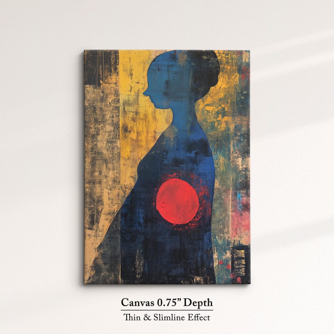 Abstract Woman Silhouette With Red Sun Gold Texture Modern Art Poster - Image 4