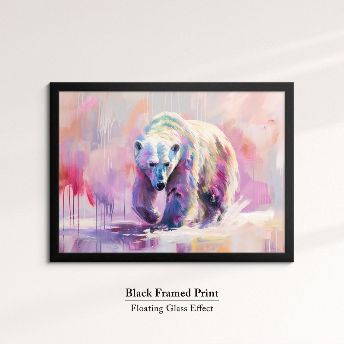 Polar Bear Pink Purple Abstract Walking Wildlife Painting Art Poster - Image 8