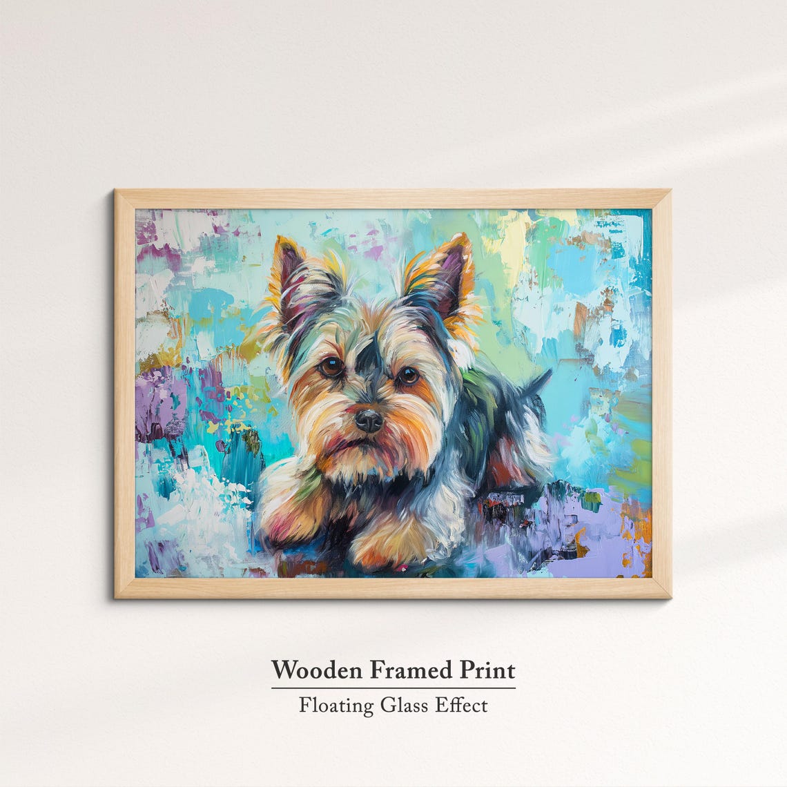 Yorkshire Terrier Sitting Pose Mint Teal Abstract Dog Art Poster - Image 6