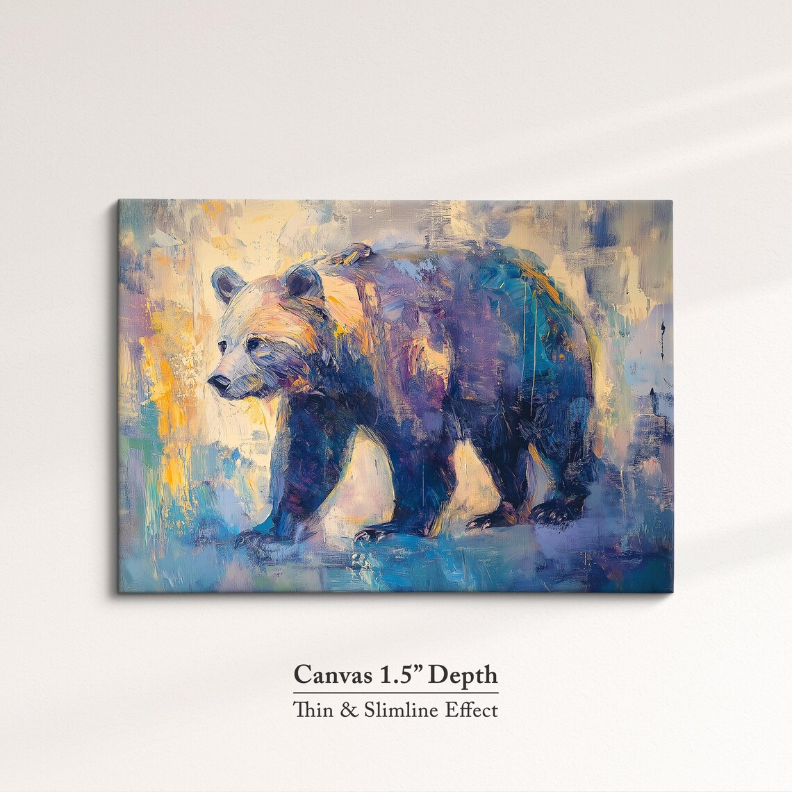 Grizzly Bear Walking Colorful Abstract Oil Painting Wildlife Wall Art Poster - Image 3