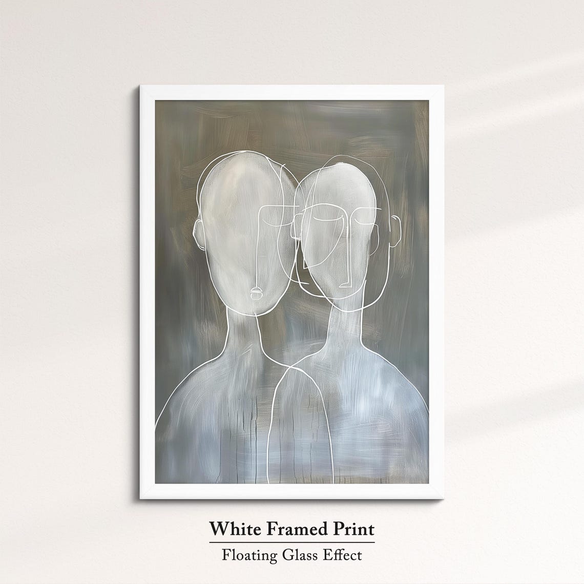 Two Abstract Faces Minimalist Line Art Couple Modern Gray Wall Poster - Image 7