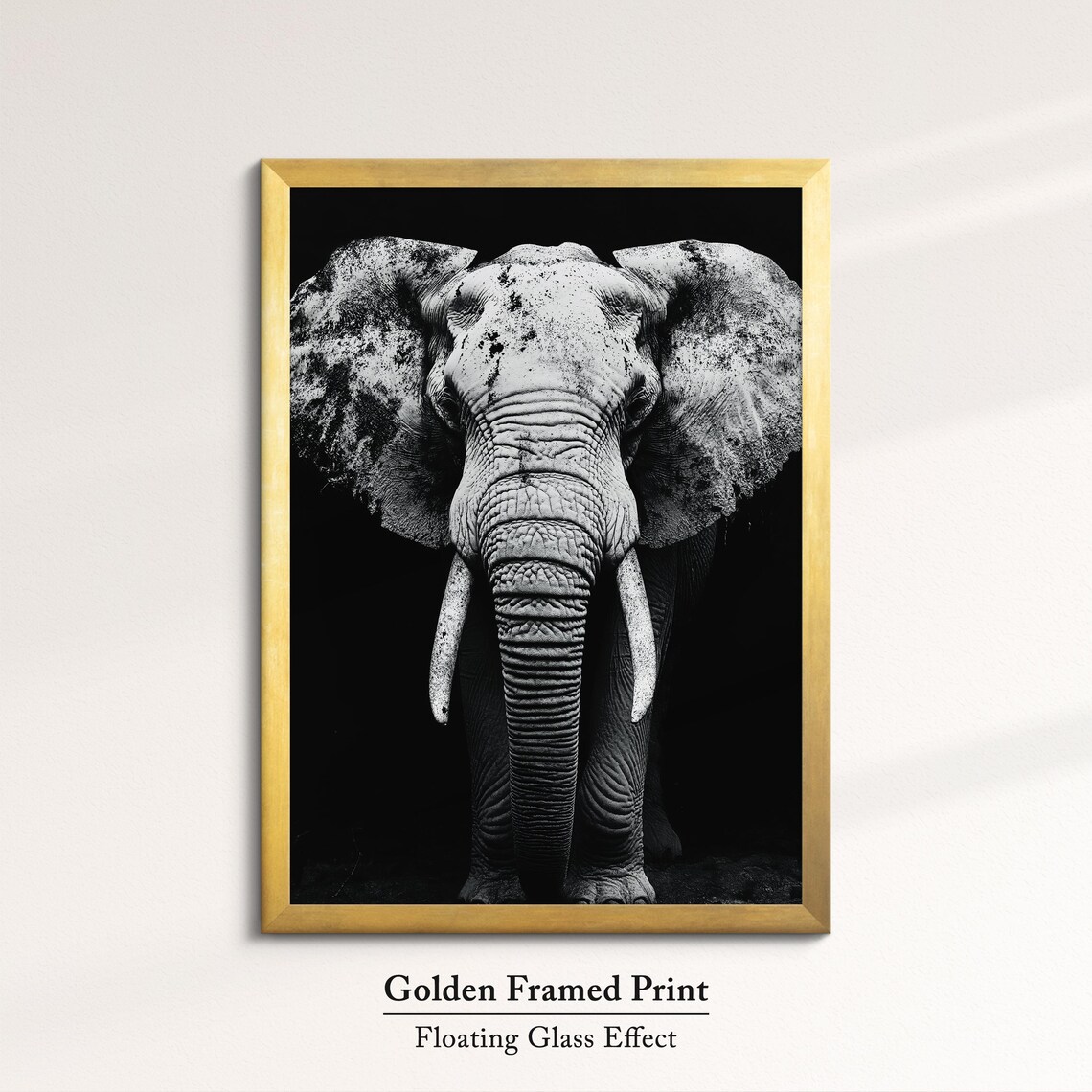 African Elephant Monochrome Black White Dramatic Tusker Portrait Poster - Image 5
