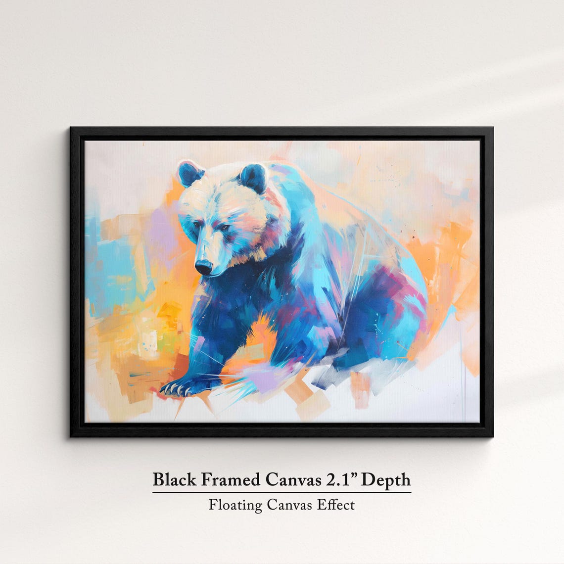 Bear Colorful Blue Orange Pastel Abstract Wildlife Painting Poster - Image 2