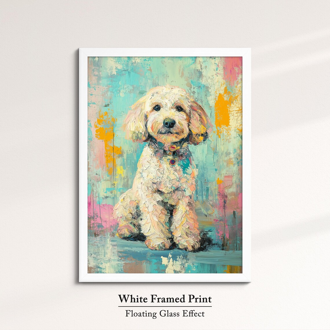Cream Cockapoo Dog Portrait Pastel Oil Painting Cute Puppy Art Print - Image 7