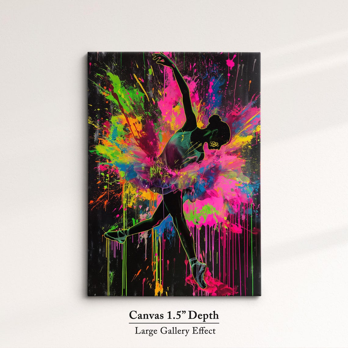 Vibrant Ballerina Art Neon Dance Painting Colorful Ballet Wall Decor Modern Dance Artwork Splatter Paint Style Artistic Decor - Image 3