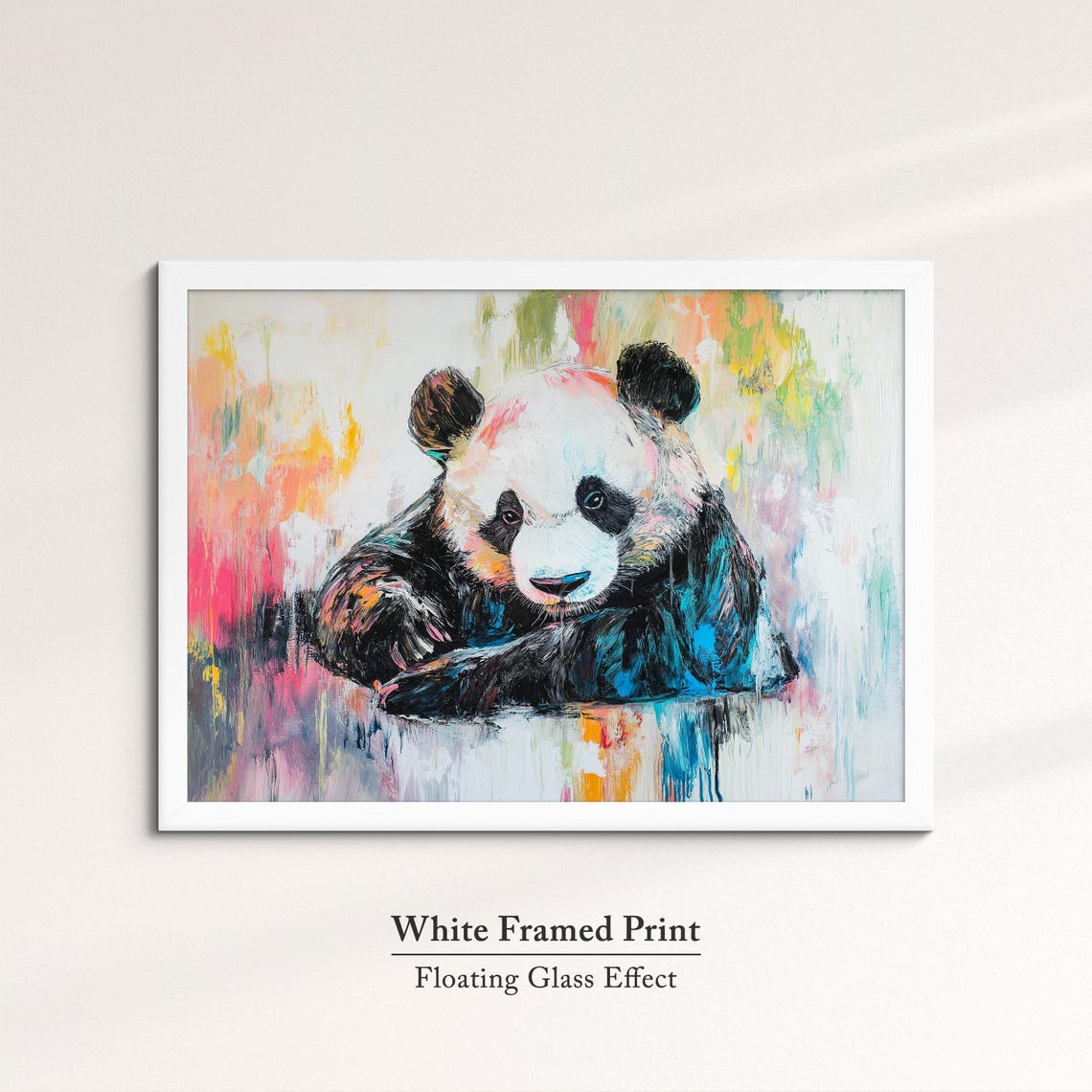 Panda Abstract Oil Painting Colorful Pastel Wildlife Portrait Wall Art - Image 7