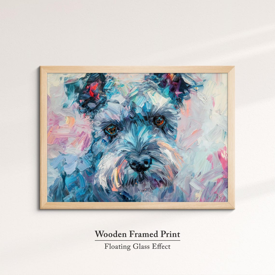 Schnauzer Face Close Up Pastel Pink Blue Abstract Painting Dog Poster - Image 6