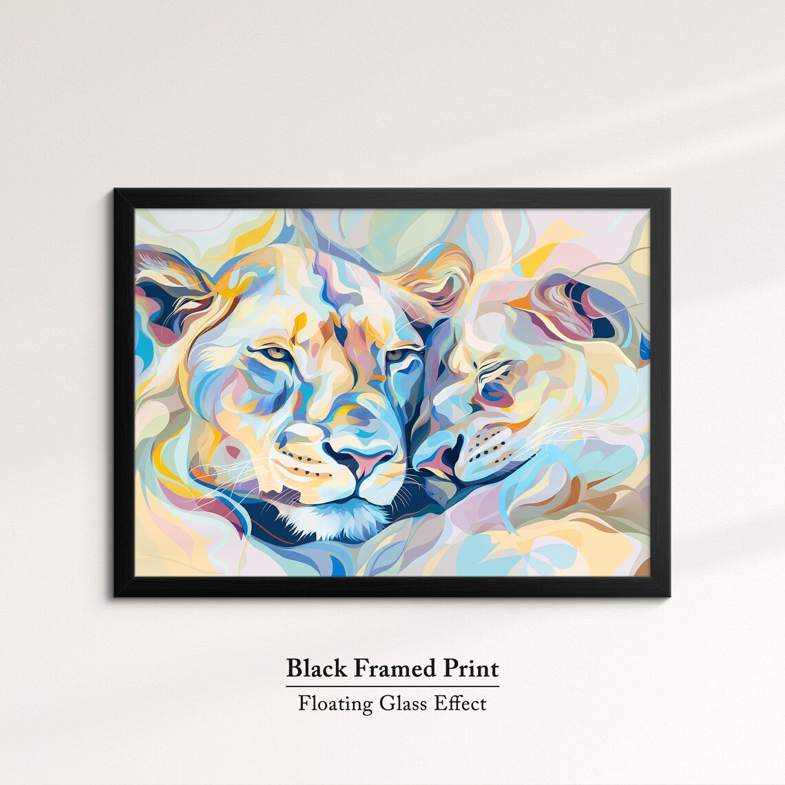 Pastel Lions Abstract Oil Painting Colorful Big Cats Face Animal Wall Art Poster - Image 8