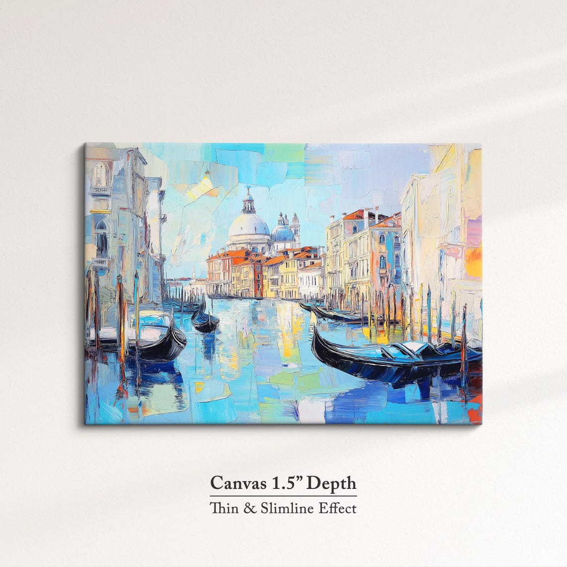 Venice Grand Canal Gondolas Abstract Oil Painting Bright Blue Poster - Image 3