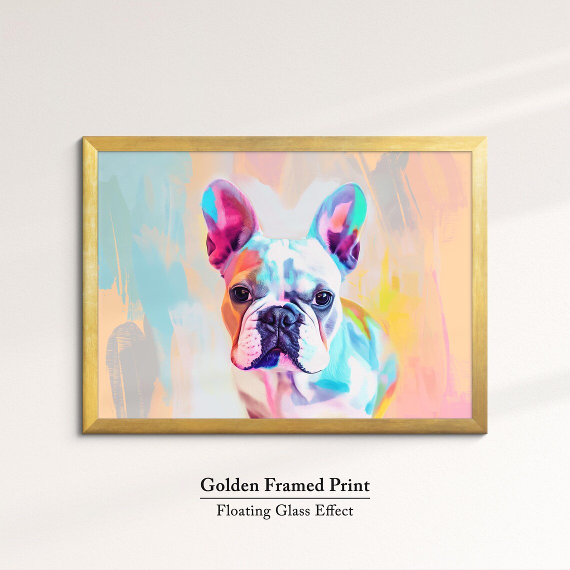 French Bulldog Neon Rainbow Abstract Portrait Colorful Dog Art Poster - Image 5