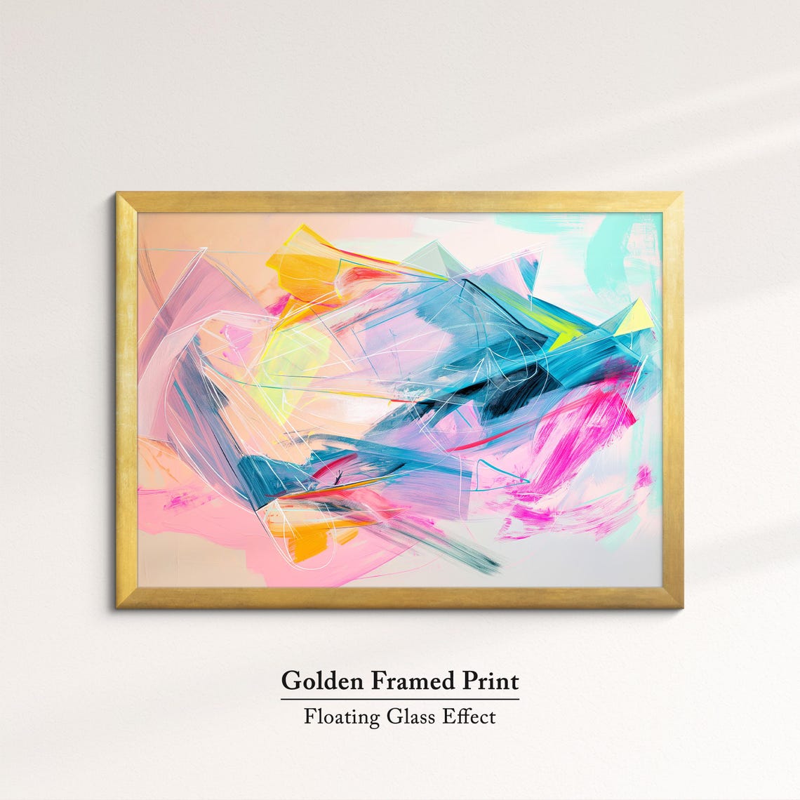Vibrant Abstract Expressive Brushstrokes Pink Blue Modern Wall Art - Image 5