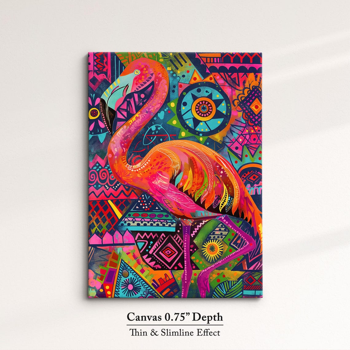 Pink Flamingo Pop Art Tribal Pattern Bright Tropical Bird Wall Poster - Image 4
