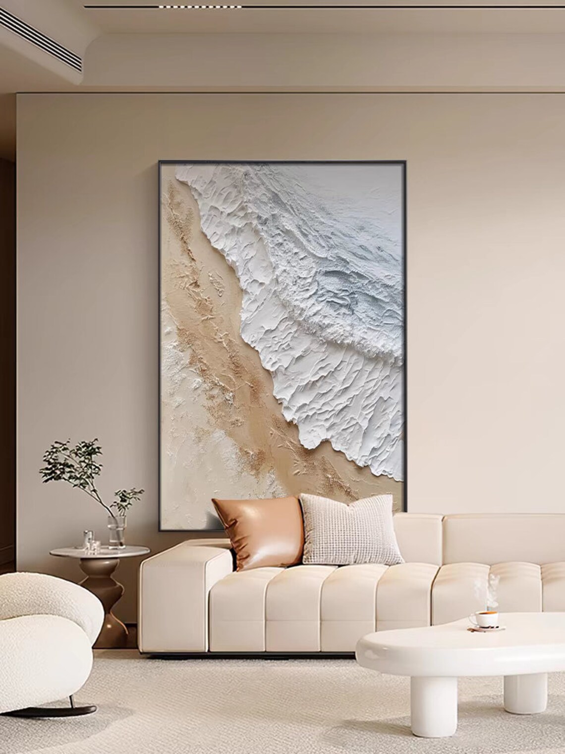 Foamy Ocean Waves Meeting Sand Aerial Coastal Beach Scene Poster - Image 3