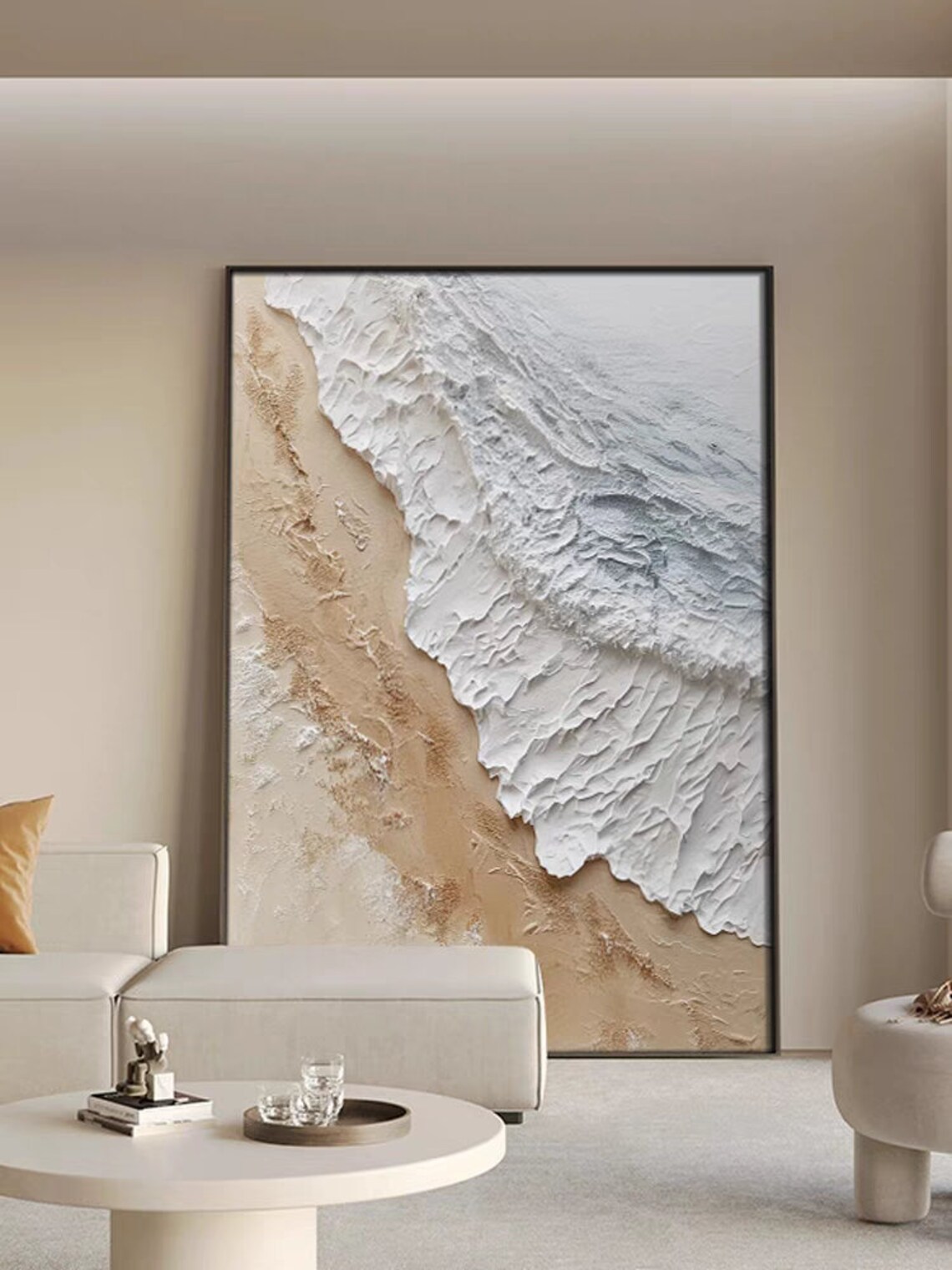 Foamy Ocean Waves Meeting Sand Aerial Coastal Beach Scene Poster - Image 2
