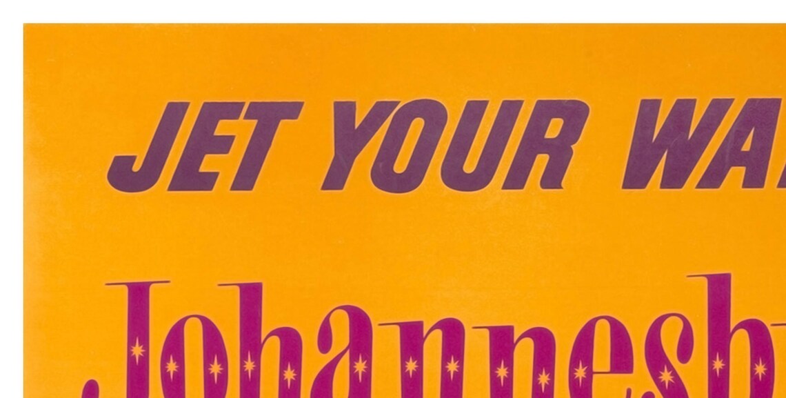 Johannesburg BOAC Jet Your Way Orange City Skyline Vintage Poster - Image 2