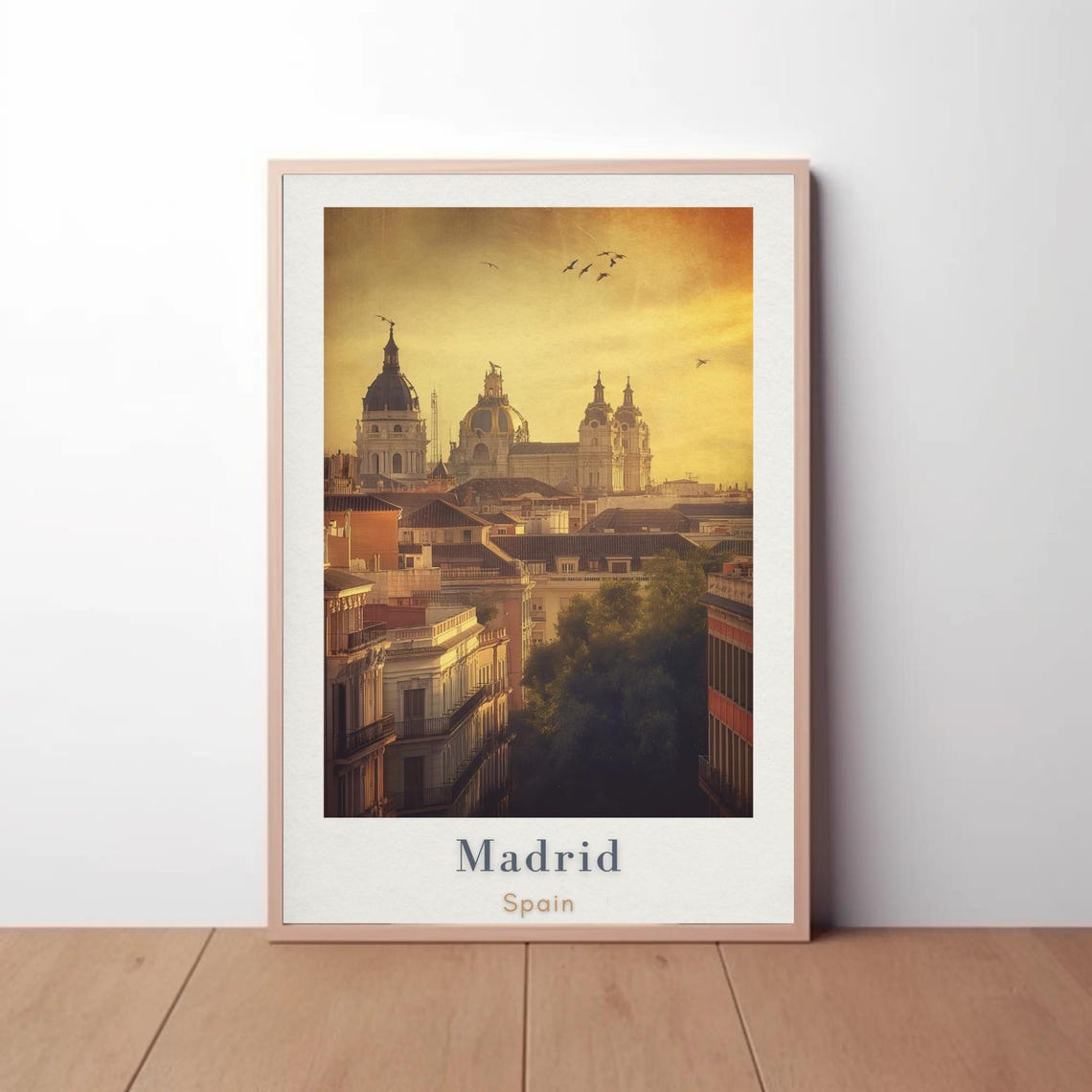 Madrid Travel Poster Almudena Cathedral Royal Palace Art Print