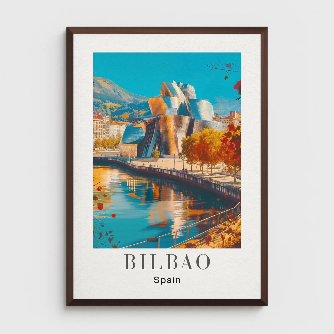Retro Bilbao Travel Poster, Guggenheim Museum