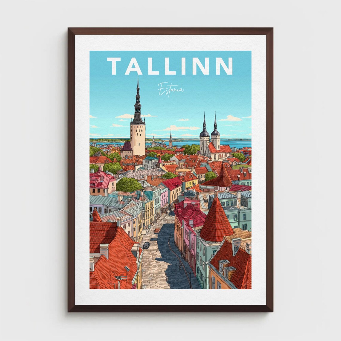 Tallinn Travel Poster Retro Estonia Art Print Vintage Style