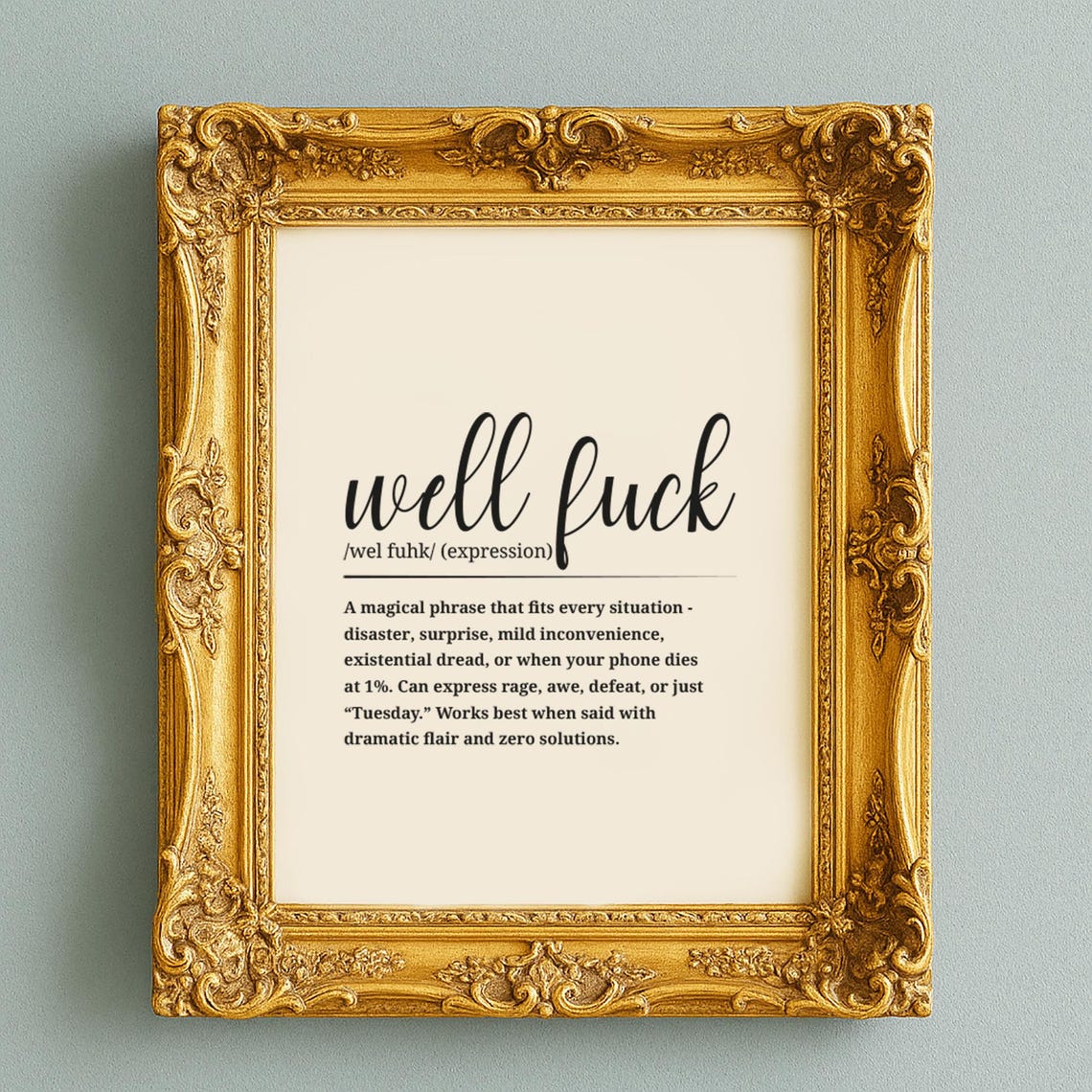 Well Fuck Definition Poster Funny Wall Art Expression Typography Decor - Image 6