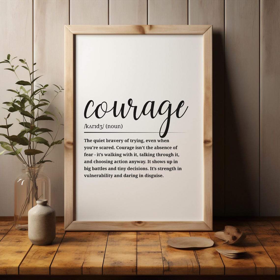 Courage Dictionary Definition Inspirational Motivational Script Poster - Image 3