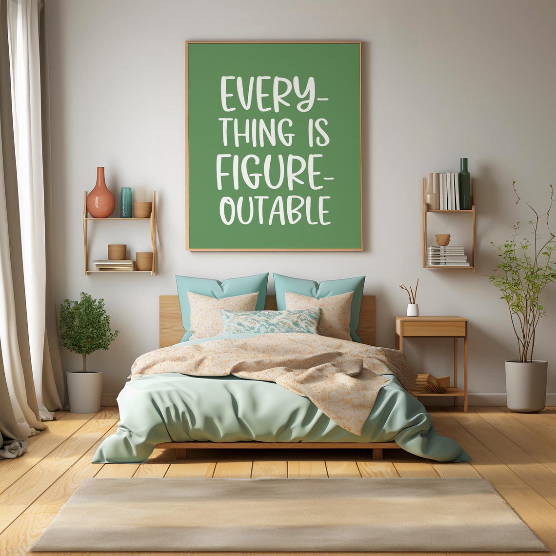 Everything Is Figureoutable Sage Green Hand Lettered Quote Poster - Image 4