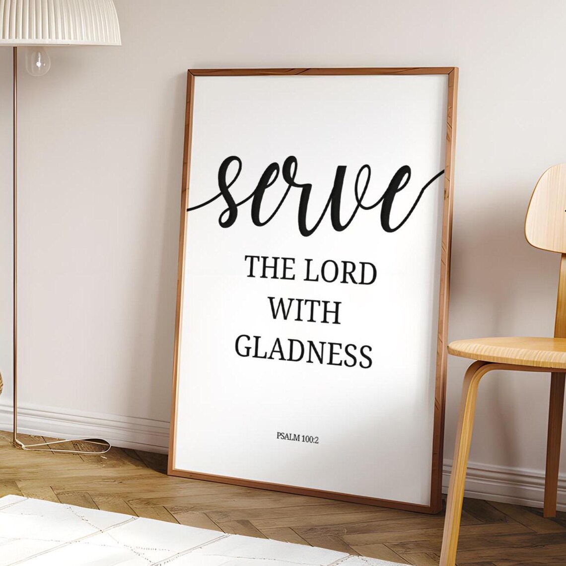 Psalm 1002 Wall Art Serve The Lord With Gladness Decor Bible Verse Print Christian