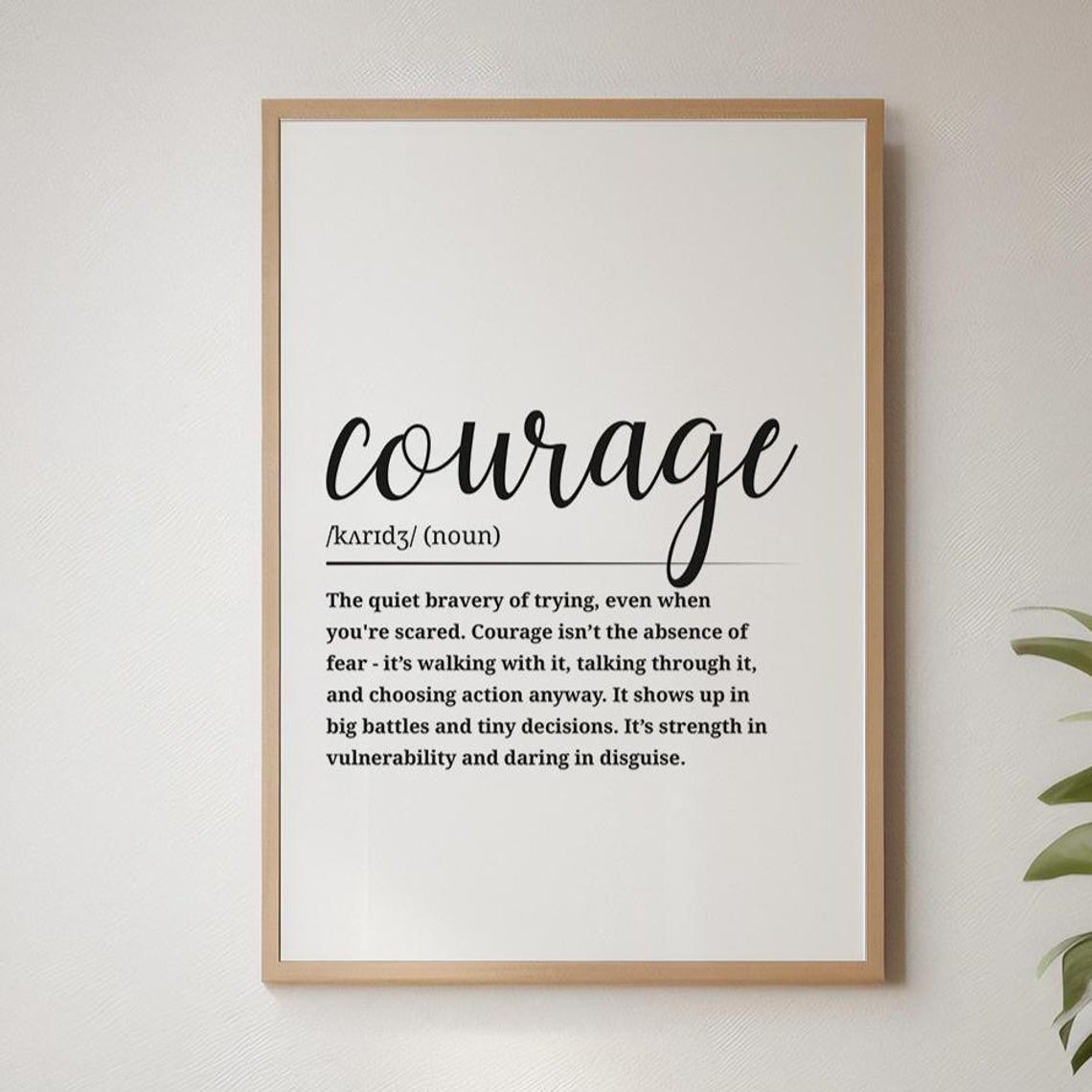 Courage Dictionary Definition Inspirational Motivational Script Poster