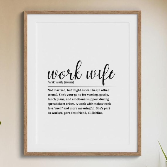 Work Wife Definition Script Typography Office Best Friend Gift Poster