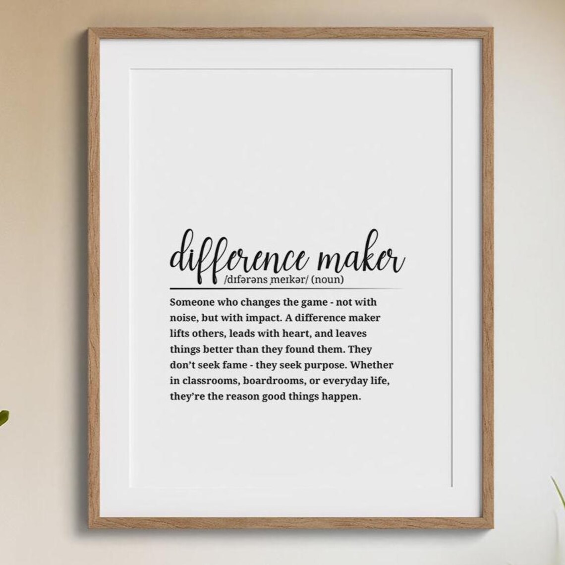 Difference Maker Definition Script Typography Appreciation Word Art Poster
