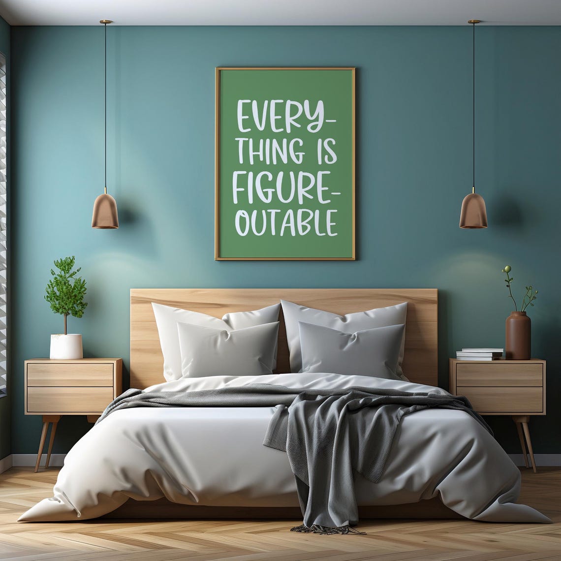 Everything Is Figureoutable Sage Green Hand Lettered Quote Poster - Image 5
