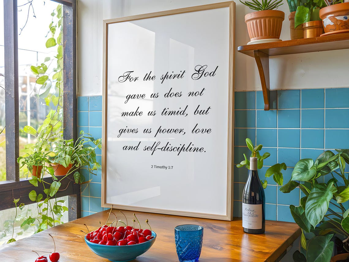 2 Timothy 1 7 Power Love Self Discipline Bible Verse Scripture Poster - Image 3