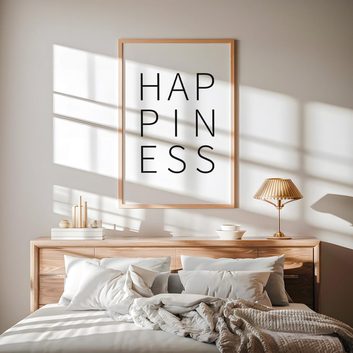 Happiness Wall Art Positive Decor Happy Life Print Inspirational Quote - Image 2