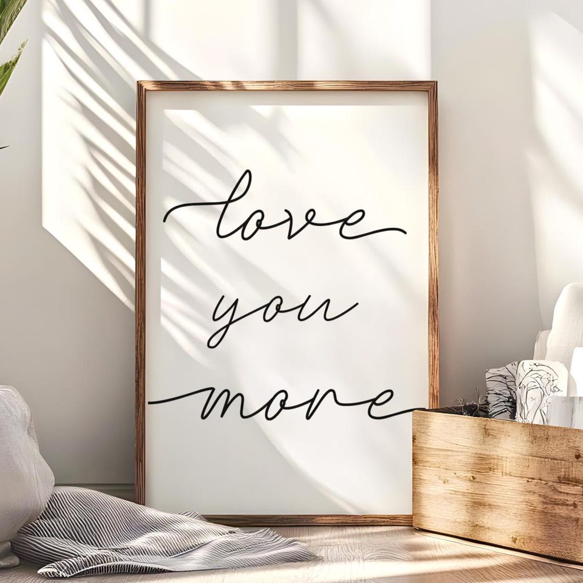 Love You More Romantic Script Typography Sweet Bedroom Quote Poster