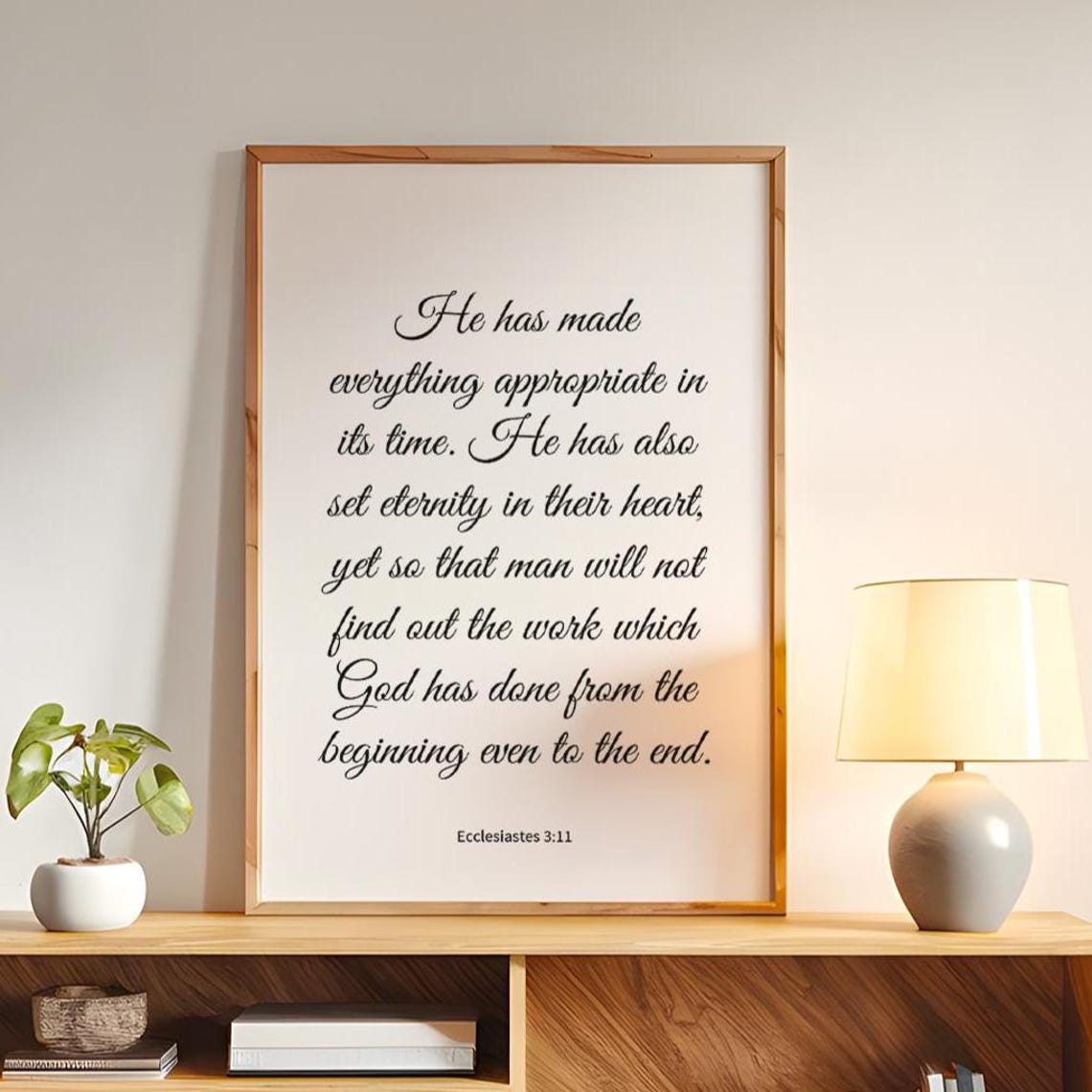 Ecclesiastes 3 11 Scripture Verse Elegant Script Christian Poster - Image 6