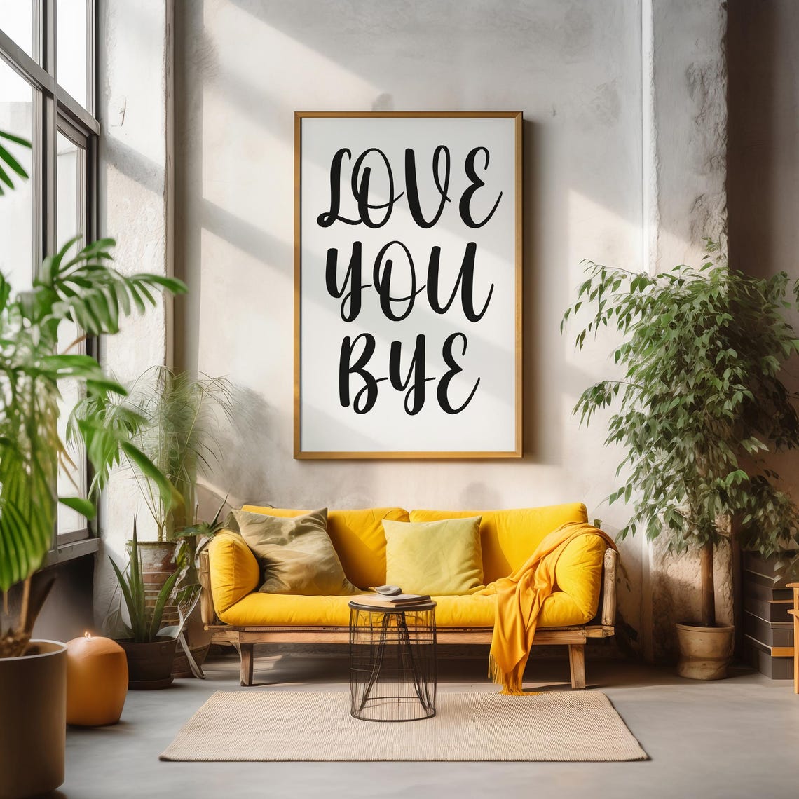 Love You Bye Black Script Hand Lettered Farewell Wall Decor Poster - Image 5