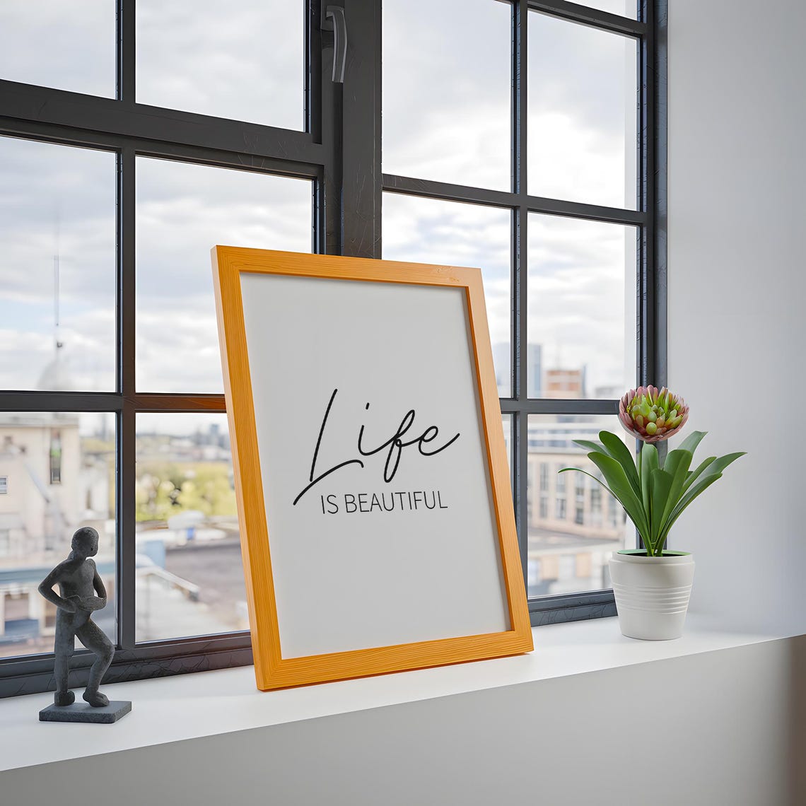 Life Is Beautiful Bold Script Caps Modern Uplifting Quote Poster - Image 3