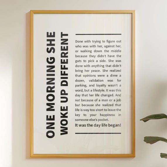 One Morning She Woke Up Different Wall Art Feminist Decor Woman Empowerment Print Strong Women Quote