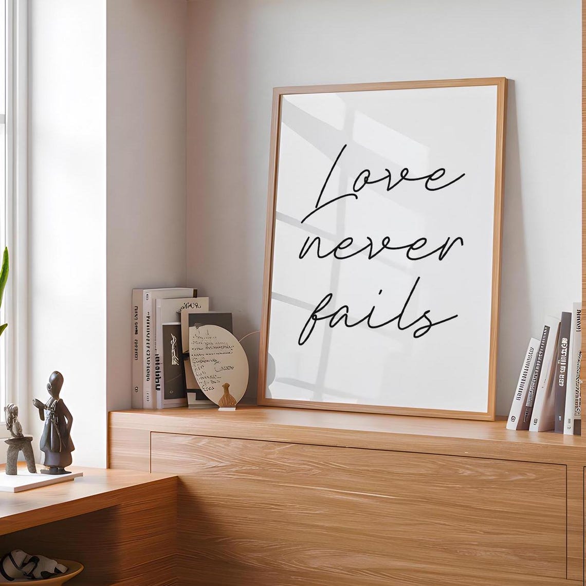 Love Never Fails Romantic Script Typography Wedding Vow Quote Poster