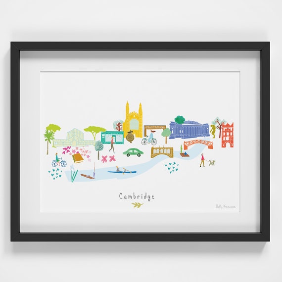 Cambridge Skyline Cityscape Landmarks Art Print