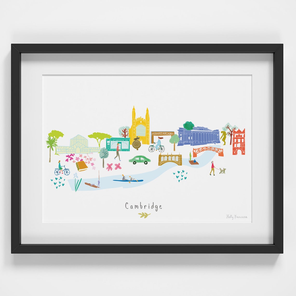 Cambridge Skyline Cityscape Landmarks Art Print