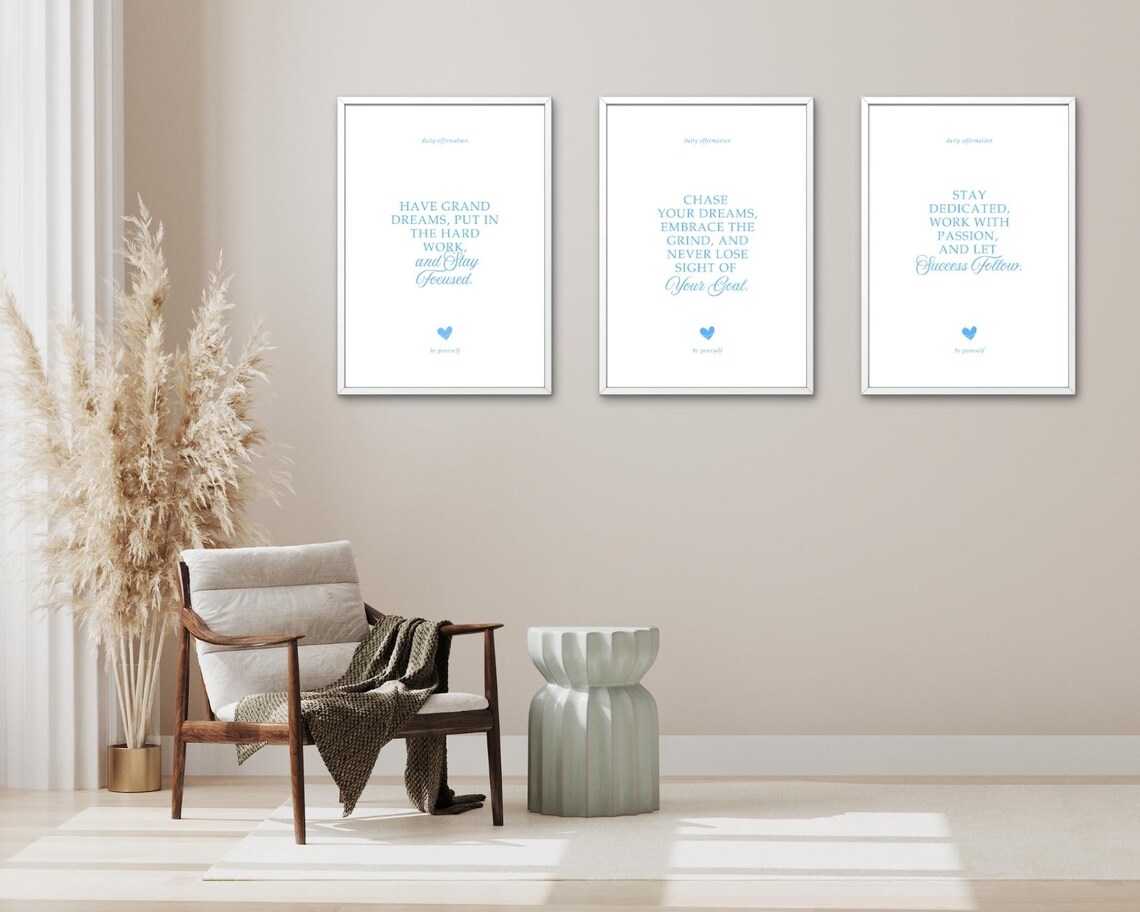 Chase Your Dreams Embrace The Grind Daily Affirmation Blue Poster - Image 2